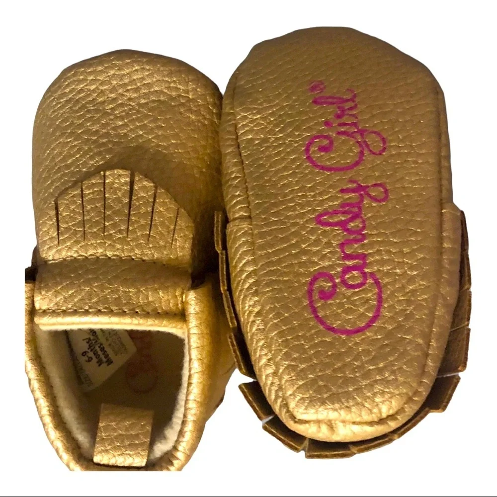 Candy girl‎ gold fringed baby moccasins new size 6-9months